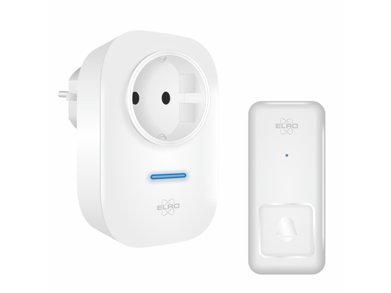 Funk Türklingel-Set für die Steckdose mit kinetischem Türtaster, Weiß