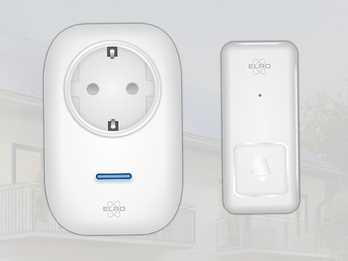 Funk Türklingel-Set für die Steckdose mit kinetischem Türtaster, Weiß Funk Türklingel-Set für die Steckdose mit kinetischem Türtaster, Weiß