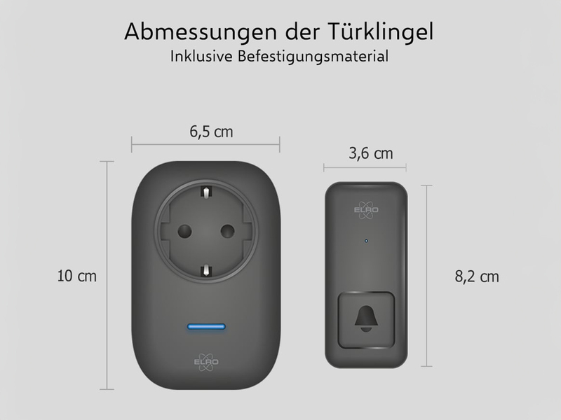 Funk Türklingel-Set, 2 Empfänger für die Steckdose, Kinetik Türtaster, Schwarz