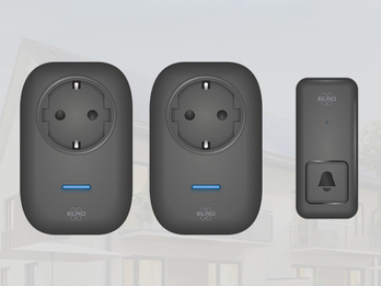 Funk Türklingel-Set, 2 Empfänger für die Steckdose, Kinetik Türtaster, Schwarz Funk Türklingel-Set, 2 Empfänger für die Steckdose, Kinetik Türtaster, Schwarz