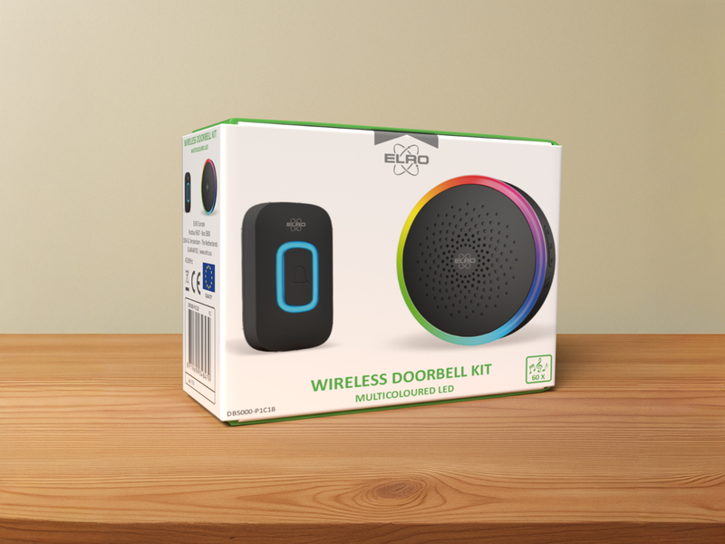 Funk Türklingel-Set Türtaster und mobiler Empfänger Batteriebetrieben, Schwarz