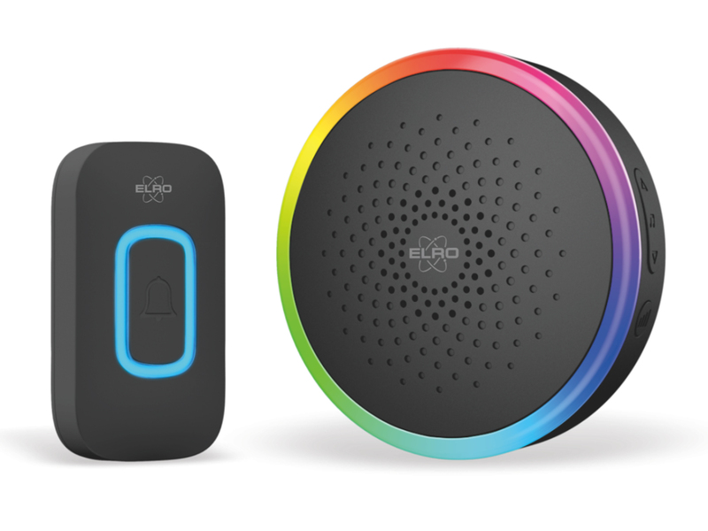 Funk Türklingel-Set Türtaster und mobiler Empfänger Batteriebetrieben, Schwarz