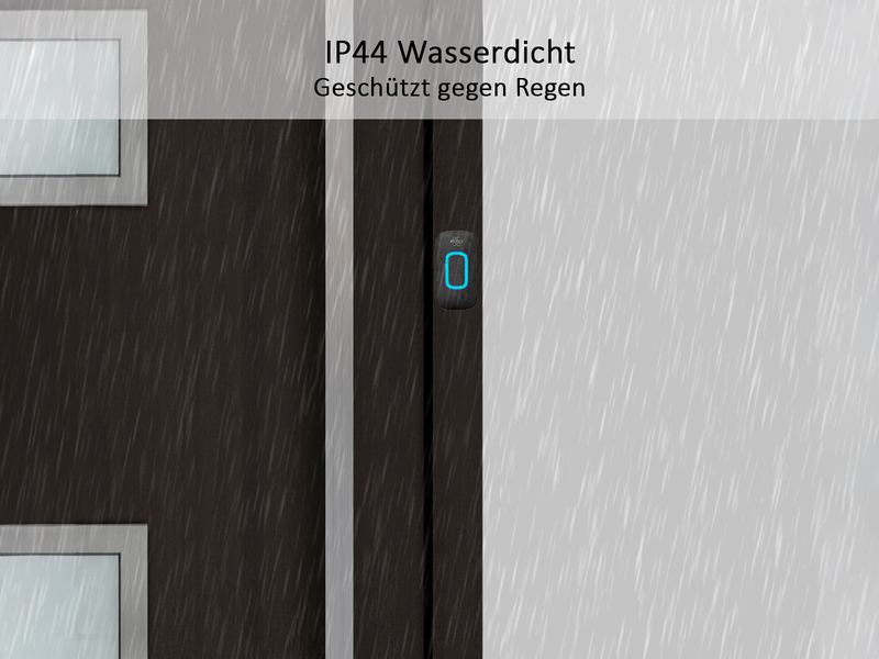 Funk Türklingel-Set Türtaster und 2 mobile Empfänger Batteriebetrieben, Schwarz