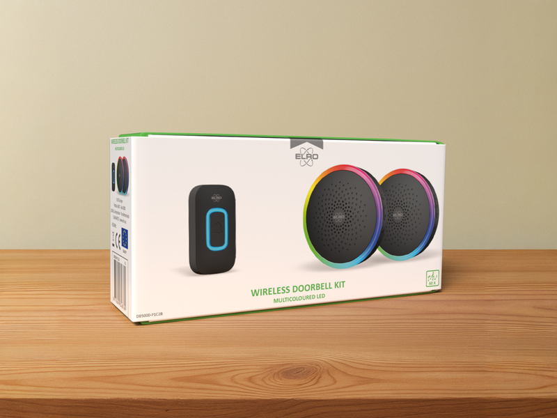 Funk Türklingel-Set Türtaster und 2 mobile Empfänger Batteriebetrieben, Schwarz