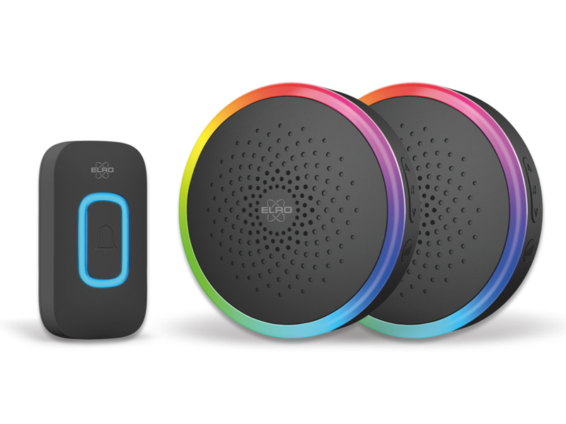 Funk Türklingel-Set Türtaster und 2 mobile Empfänger Batteriebetrieben, Schwarz