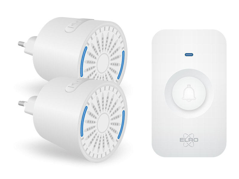 Funk Türklingel-Set, 2 Plug-in-Empfänger, Funkklingel wetterfest, Weiß