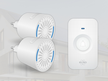 Funk Türklingel-Set, 2 Plug-in-Empfänger, Funkklingel wetterfest, Weiß Funk Türklingel-Set, 2 Plug-in-Empfänger, Funkklingel wetterfest, Weiß