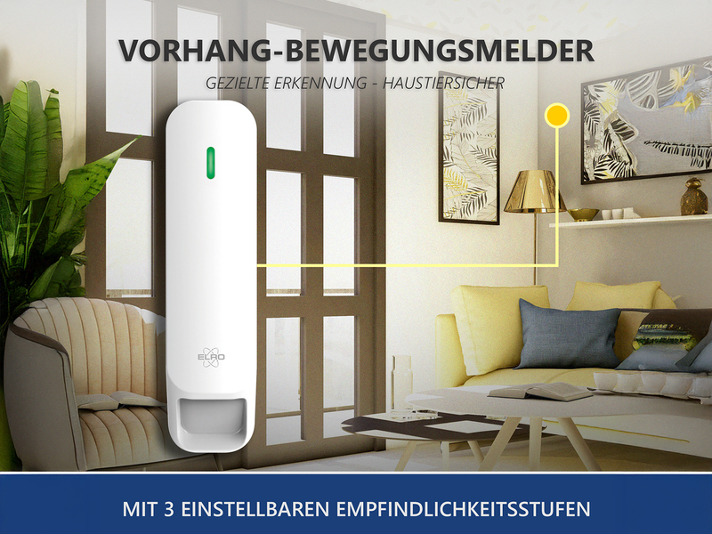 Vorhang-Bewegungsmelder für das ELRO AS98S Home2 Alarmsystem, Reichweite 12m/15°