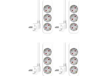 4er Set Steckdosenleiste 3 fach mit integrierter Kindersicherung, Weiß