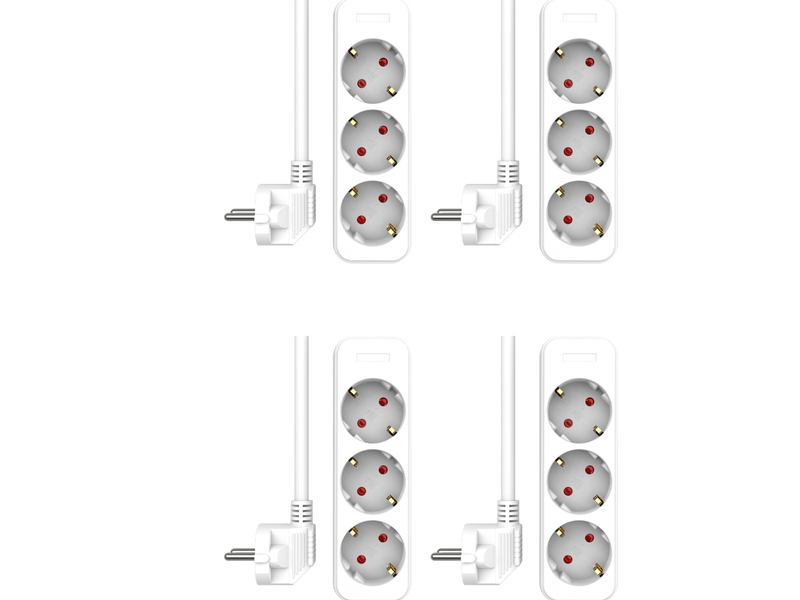 4er Set Steckdosenleiste 3 fach mit integrierter Kindersicherung, Weiß