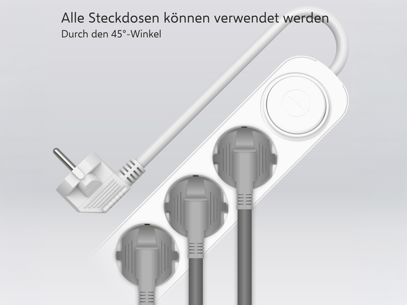 2er Set USB Steckdosenleiste 5 fach mit 2-poligem Schalter, Kindersicherung Weiß
