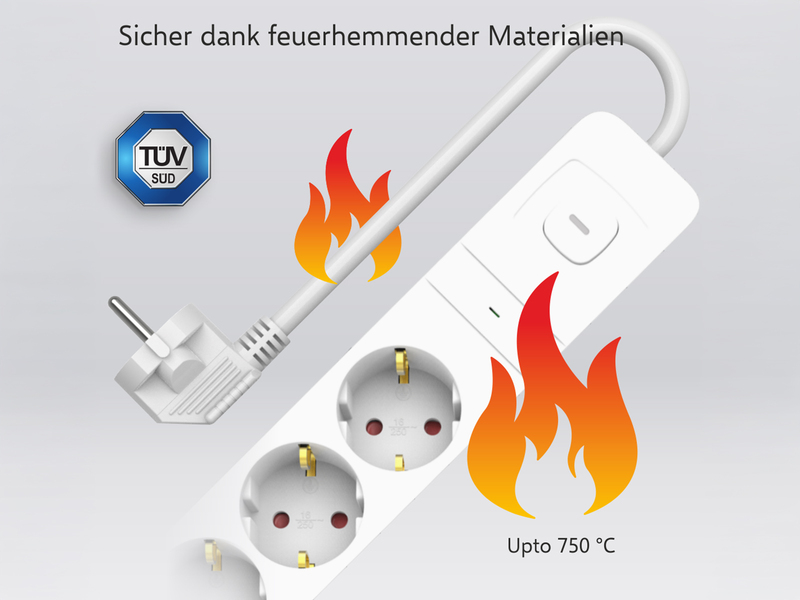 2x Steckdosenleiste 4 fach mit Schalter Überspannungsschutz Kindersicherung Weiß