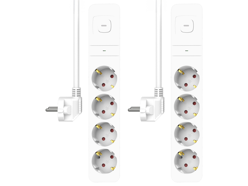 2x Steckdosenleiste 4 fach mit Schalter Überspannungsschutz Kindersicherung Weiß