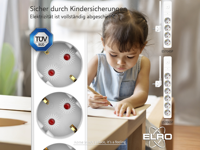 2x Steckdosenleiste 6 fach mit Schalter Überspannungsschutz Kindersicherung Weiß