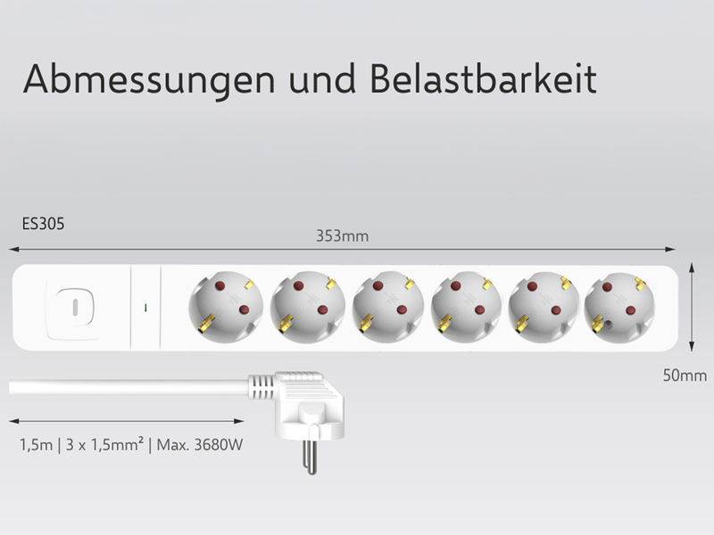 2x Steckdosenleiste 6 fach mit Schalter Überspannungsschutz Kindersicherung Weiß