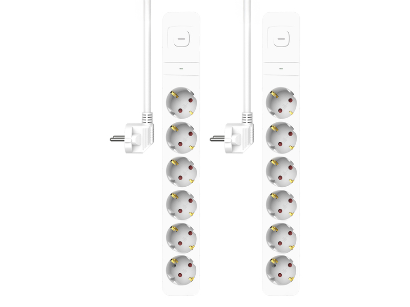 2x Steckdosenleiste 6 fach mit Schalter Überspannungsschutz Kindersicherung Weiß