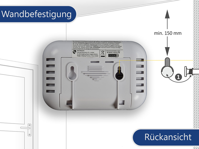 Kohlenmonoxid Melder mit Batterie 85dB Alarm f. ELRO Connects Smart Home System