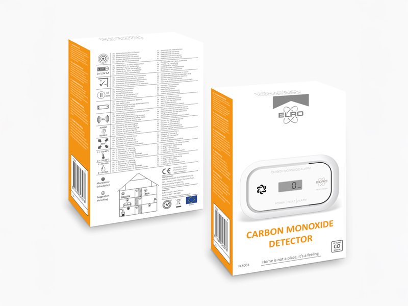 Kohlenmonoxid-Melder mit Batterie, 85dB Alarm und optischer Warnung, Breite 12cm