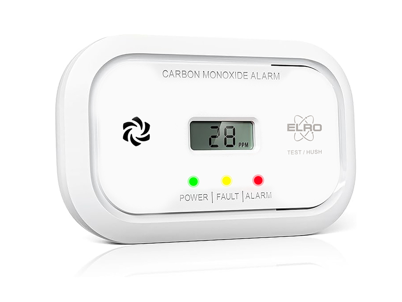 Kohlenmonoxid-Melder mit Batterie, 85dB Alarm und optischer Warnung, Breite 12cm