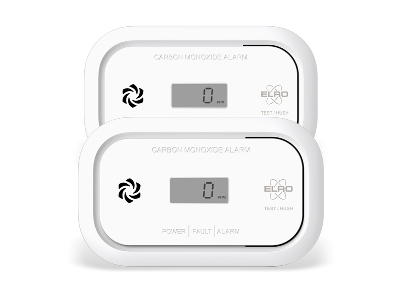 2er Set Kohlenmonoxid-Melder mit Batterie, 85dB Alarm und optischer Warnung