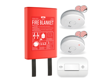 ELRO Brandschutzset: Rauchmelder mit Batterie, Kohlenmonoxid-Melder, Löschdecke