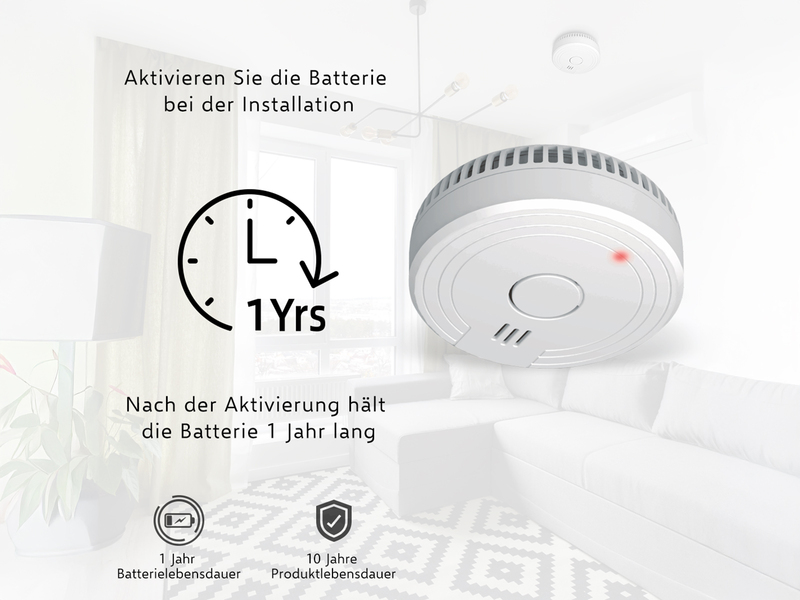 10er Set ELRO Optischer Rauchmelder mit wechselbarer 1 Jahres Batterie, Ø 10cm