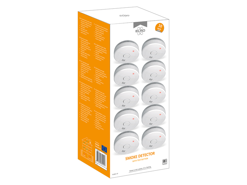 10er Set ELRO Optischer Rauchmelder mit wechselbarer 1 Jahres Batterie, Ø 10cm