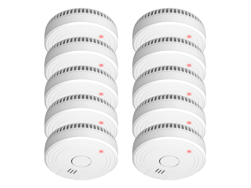 10er Set ELRO Optischer Rauchmelder mit wechselbarer 1 Jahres Batterie, Ø 10cm