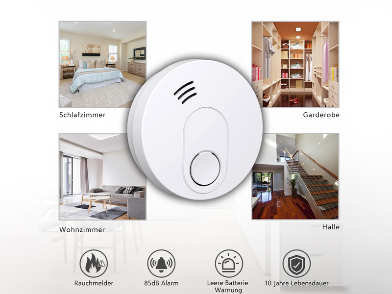 6er Set ELRO Optischer Rauchmelder mit 10 Jahres Batterie & Magnethalterung 10cm