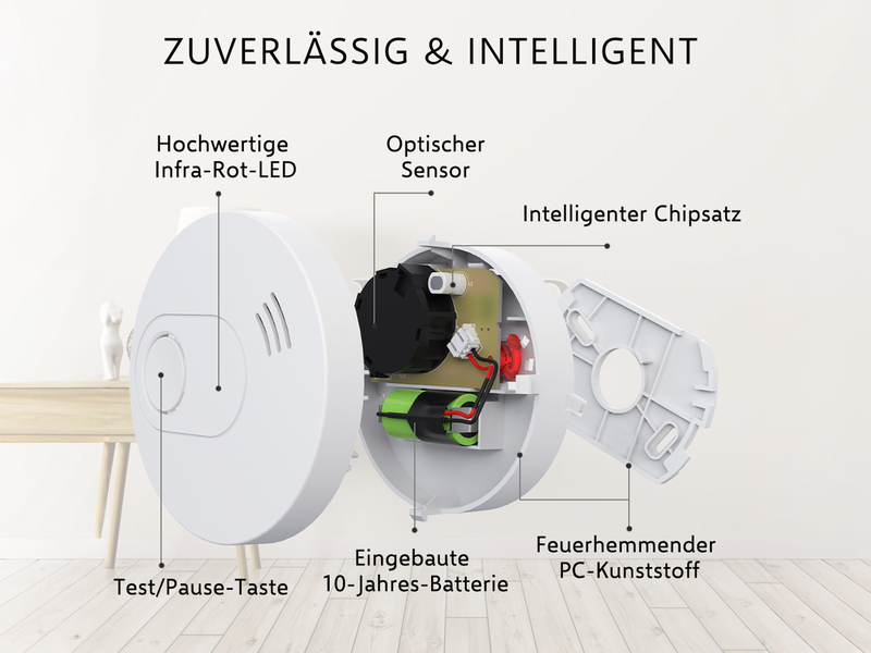 6er Set ELRO Optischer Rauchmelder mit 10 Jahres Batterie & Magnethalterung 10cm