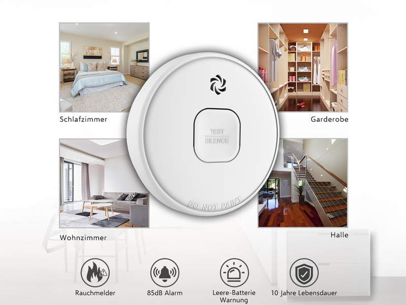 6er Set ELRO Rauchmelder mit 10 Jahres Batterie - Große Testtaste, Ø 10cm