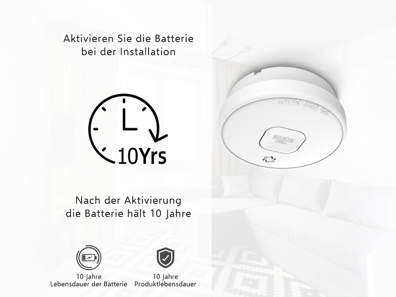 6er Set ELRO Rauchmelder mit 10 Jahres Batterie - Große Testtaste, Ø 10cm