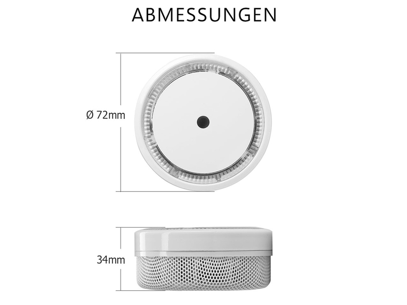 6er Set ELRO Optischer Rauchmelder mit 10 Jahres Batterie, Mini Ø 7,2cm, Weiß