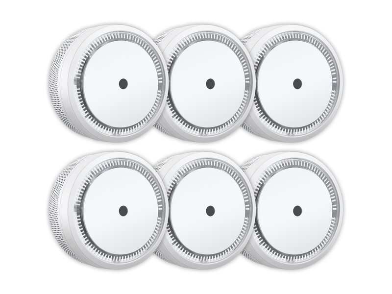 6er Set ELRO Optischer Rauchmelder mit 10 Jahres Batterie, Mini Ø 7,2cm, Weiß