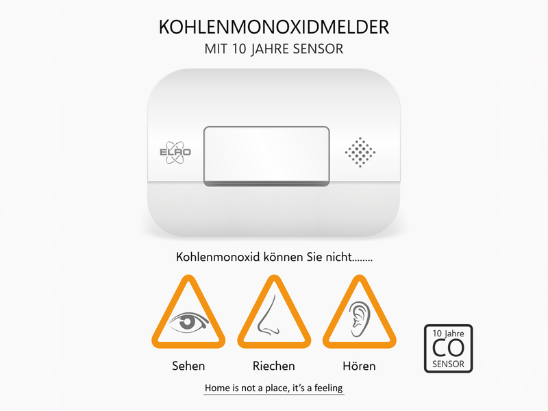 ELRO Brandschutzset: 2x Rauchmelder mit Batterie und Magnethalterung, CO Melder