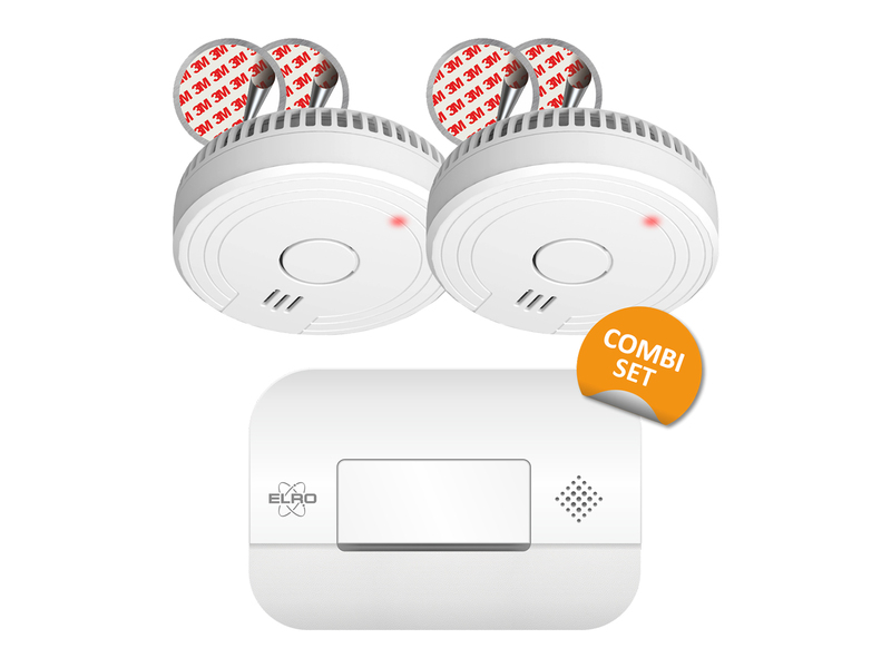 ELRO Brandschutzset: 2x Rauchmelder mit Batterie und Magnethalterung, CO Melder