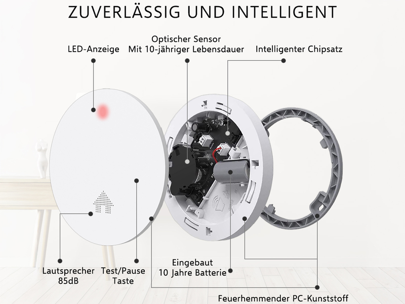 ELRO Brandschutzset: 2x Rauchmelder, 1x CO Melder mit 10 Jahres Batterien, flach