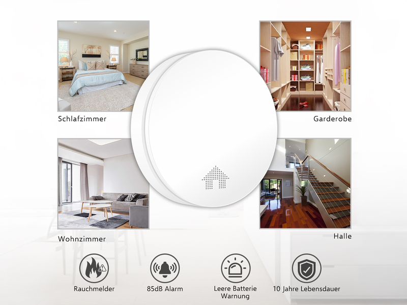 ELRO Brandschutzset: 2x Rauchmelder, 1x CO Melder mit 10 Jahres Batterien, flach