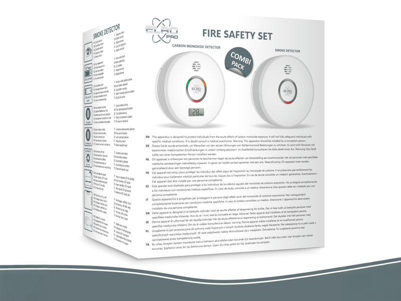ELRO Brandschutzset: Rauchmelder und CO Melder mit 10 Jahres Batterien, flach