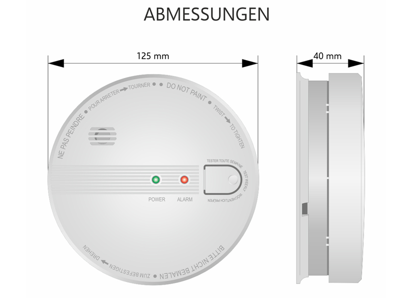 6er Set Optischer Rauchmelder 230V vernetzbar 5 Jahres Back-Up Batterie Ø 12,5cm