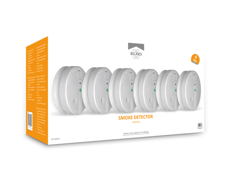 6er Set Optischer Rauchmelder 230V vernetzbar 5 Jahres Back-Up Batterie Ø 12,5cm