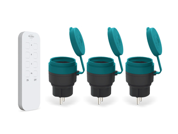Funksteckdosen 3er Set Zwischenstecker 230V, außen, schaltbar mit Fernbedienung