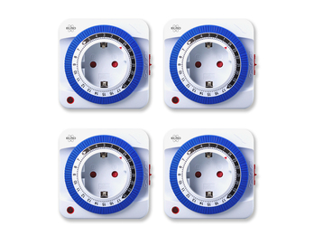4er Set Analoge Zeitschaltuhren für Steckdosen, 24 Std. Timer mechanisch, 7,8cm