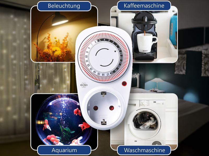 4er Set Analoge Zeitschaltuhren für Steckdosen, 24 Std. Timer mechanisch, 13cm