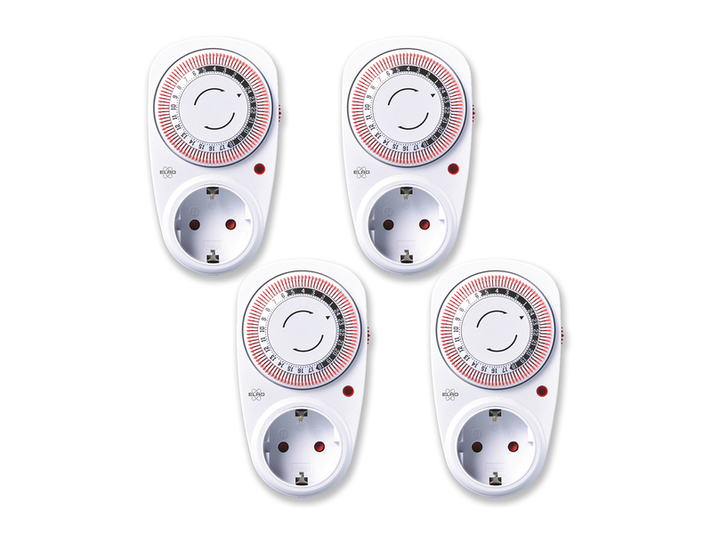 4er Set Analoge Zeitschaltuhren für Steckdosen, 24 Std. Timer mechanisch, 13cm