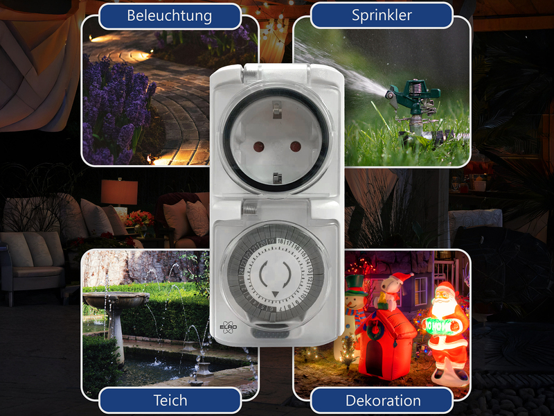 3er Set Analoge Zeitschaltuhren für Außensteckdosen Garten Timer mechanisch 13cm