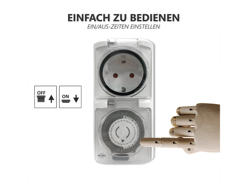 3er Set Analoge Zeitschaltuhren für Außensteckdosen Garten Timer mechanisch 13cm