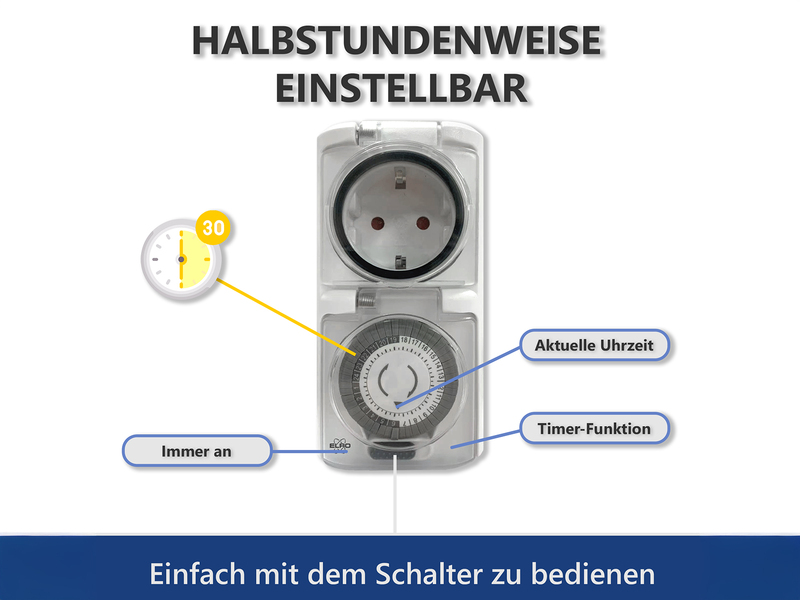 3er Set Analoge Zeitschaltuhren für Außensteckdosen Garten Timer mechanisch 13cm