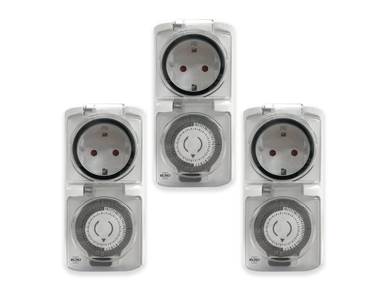 3er Set Analoge Zeitschaltuhren für Außensteckdosen Garten Timer mechanisch 13cm