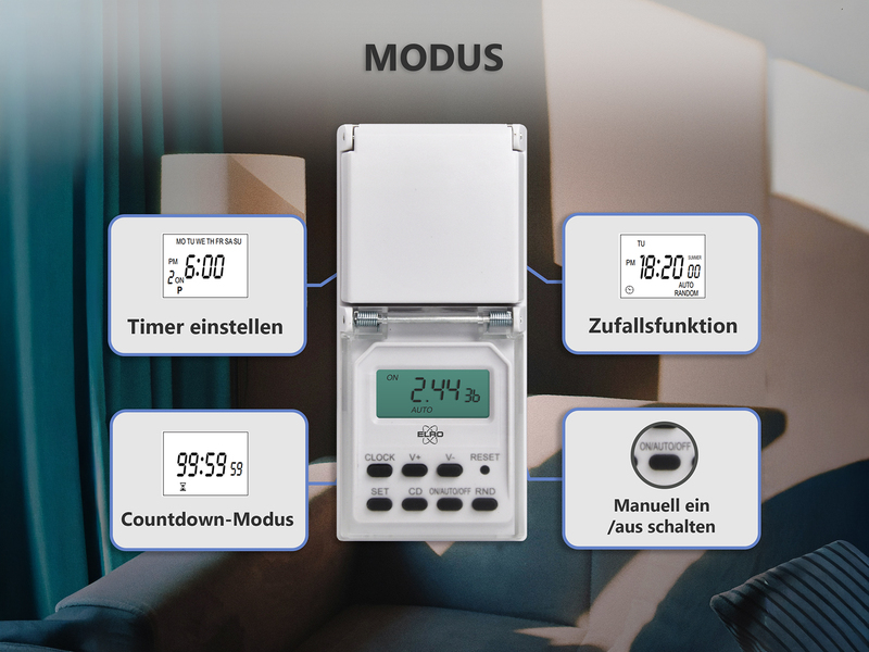 2er Set Digitale Wochenzeitschaltuhr für Außensteckdosen Garten Timer H 12cm